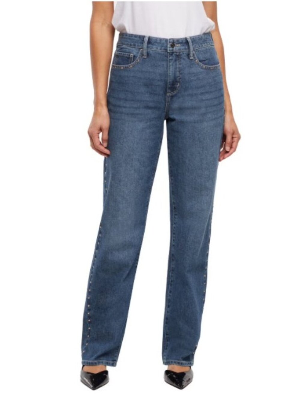 Express Women's Embellished Straight Leg Jeans-Size 6-Medium Wash - Studs-NWT